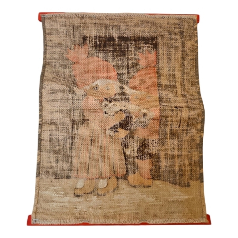 Vintage Scandinavian Christmas Textile Art – Tomte Elves Black Cat - Set of 2 - Picture 5 of 8